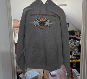 Jerzees Gray Hoodie with Racing Graphic